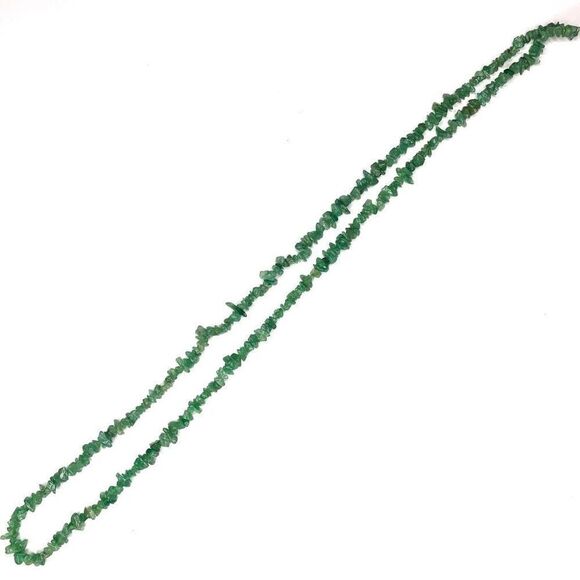 Green Aventurine Chip Stone Necklace | 17” Boho Gemstone Jewelry - Picture 4 of 5